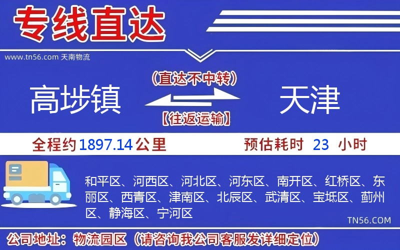 高埗镇到天津物流公司 高埗镇到天津物流公司