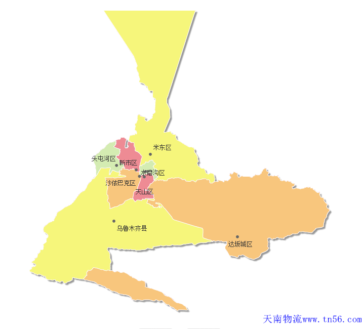 汉中到乌鲁木齐市物流地图