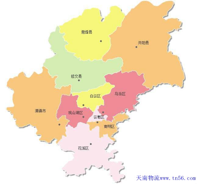 汉中到贵阳市物流地图